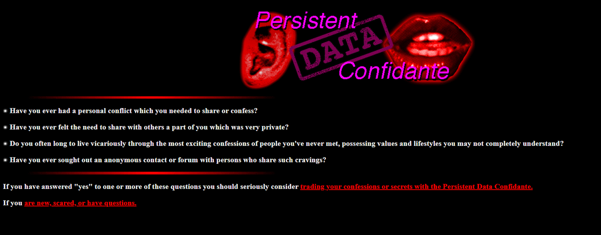 ©, Paul Vanouse, Lisa Hutton, and Eric Nyberg, The Persistent Data Confidante